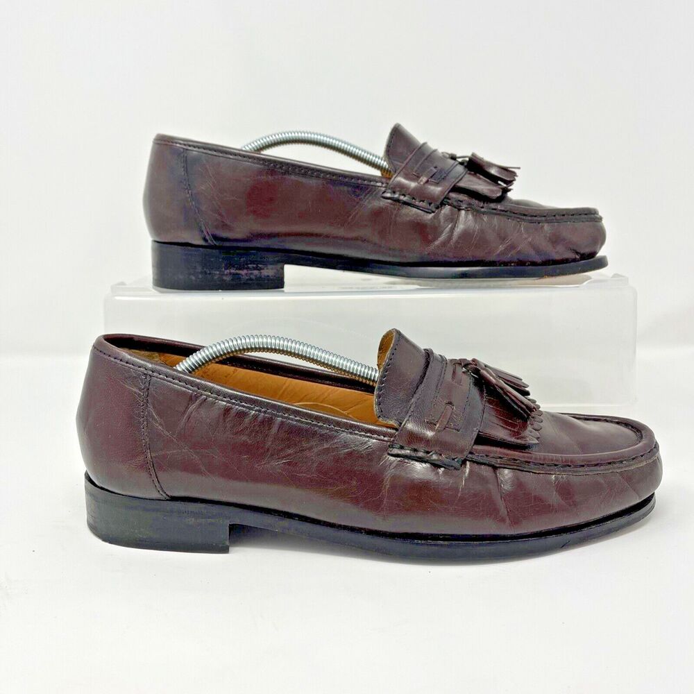 Nunn Bush Mens Dress Shoes Brown Leather Upper & Sole Size 8-1/2M Tassels Loafer
